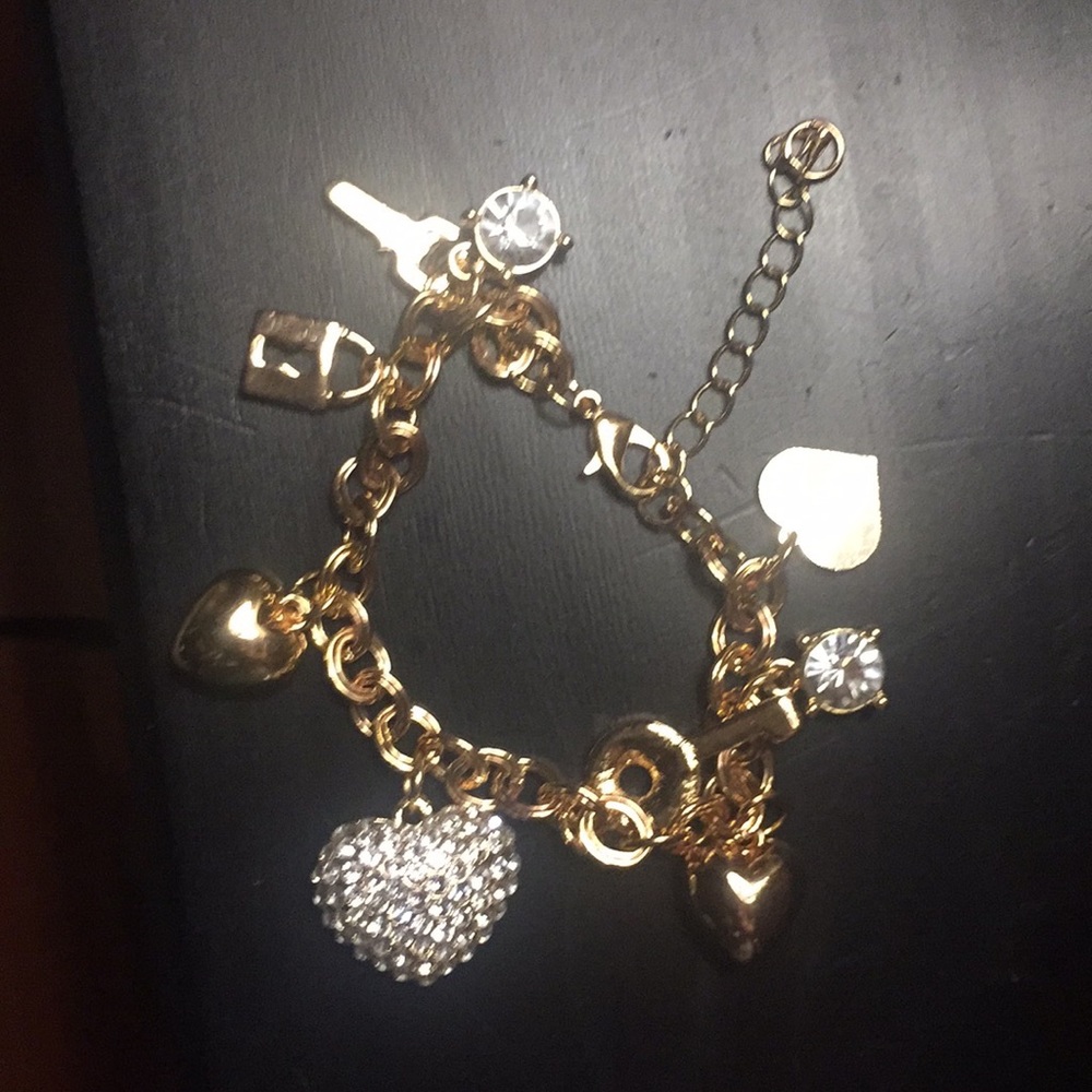 Gold and crystal charm bracelet
